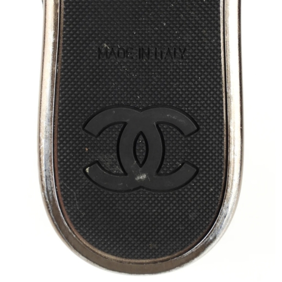 Chanel Black and Gold Metallic Checkered Mesh Flocked CC Cap Toe Lace Up Sneaker - Picture 6 of 7